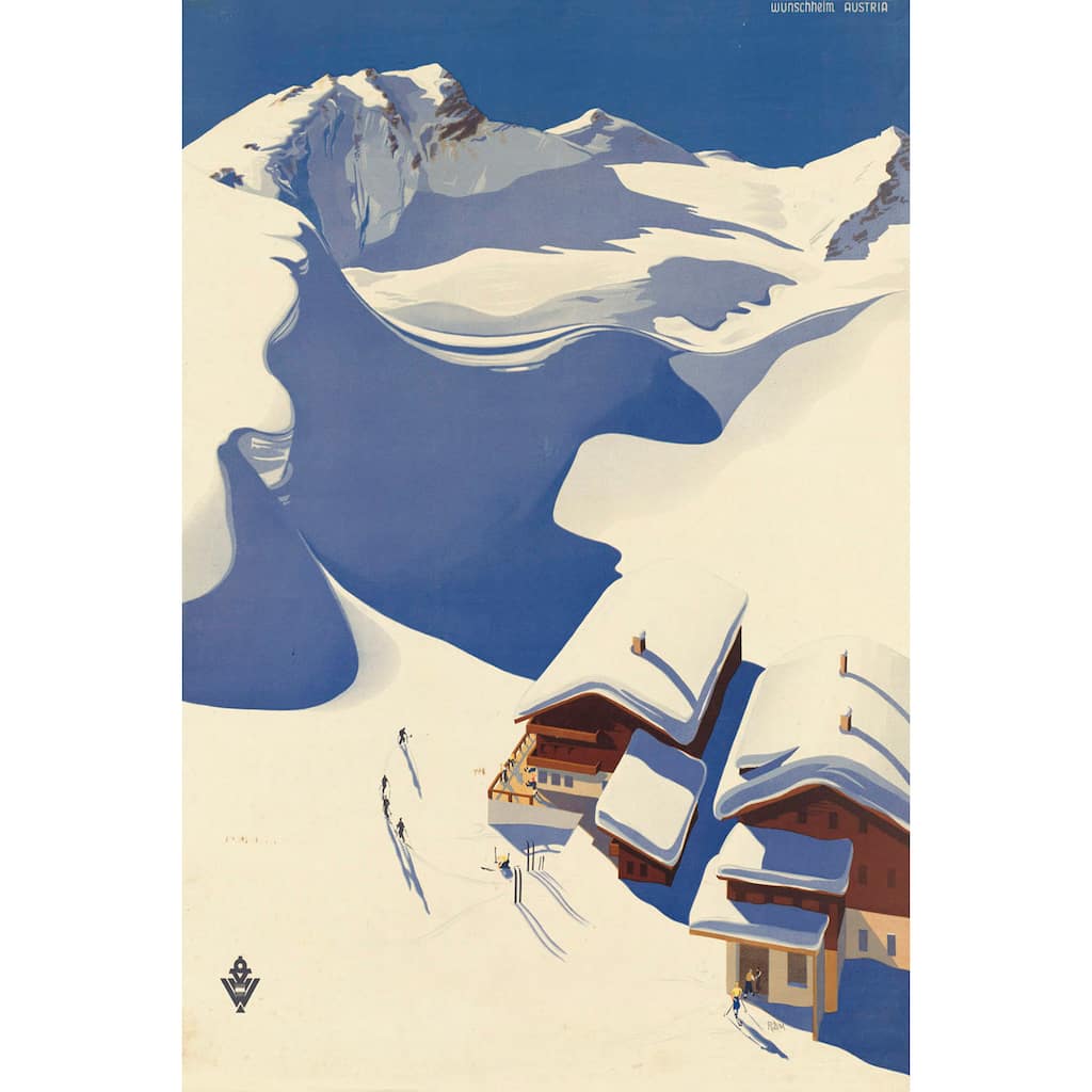 'Snowy Chalet' Painting Print on Wrapped Canvas