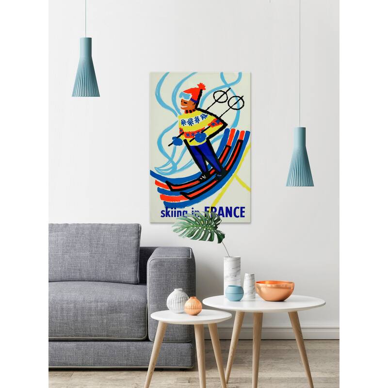 'Skiing in France' Painting Print on Wrapped Canvas