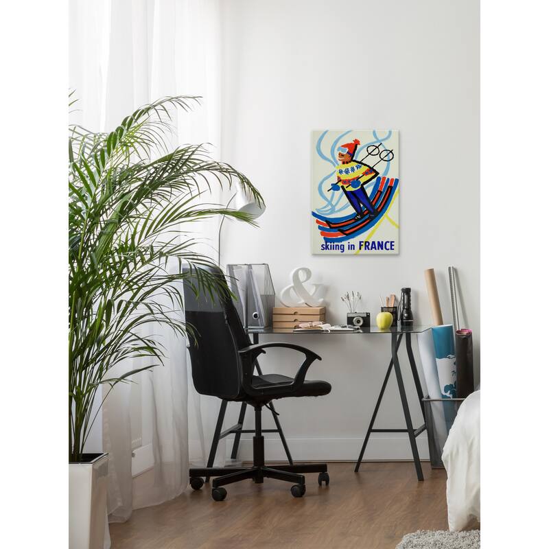 'Skiing in France' Painting Print on Wrapped Canvas
