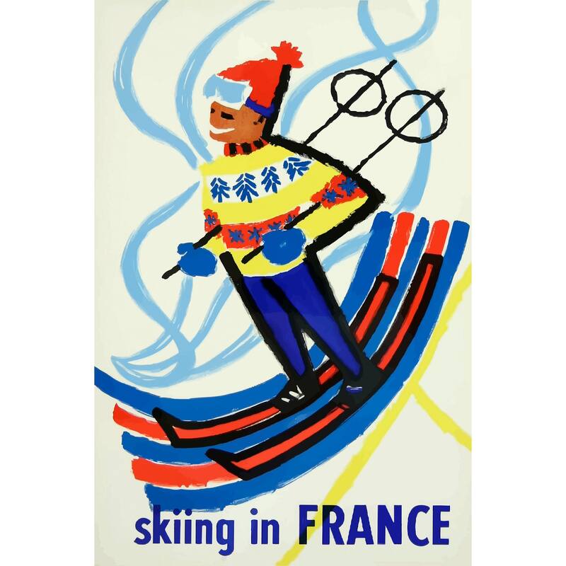 'Skiing in France' Painting Print on Wrapped Canvas