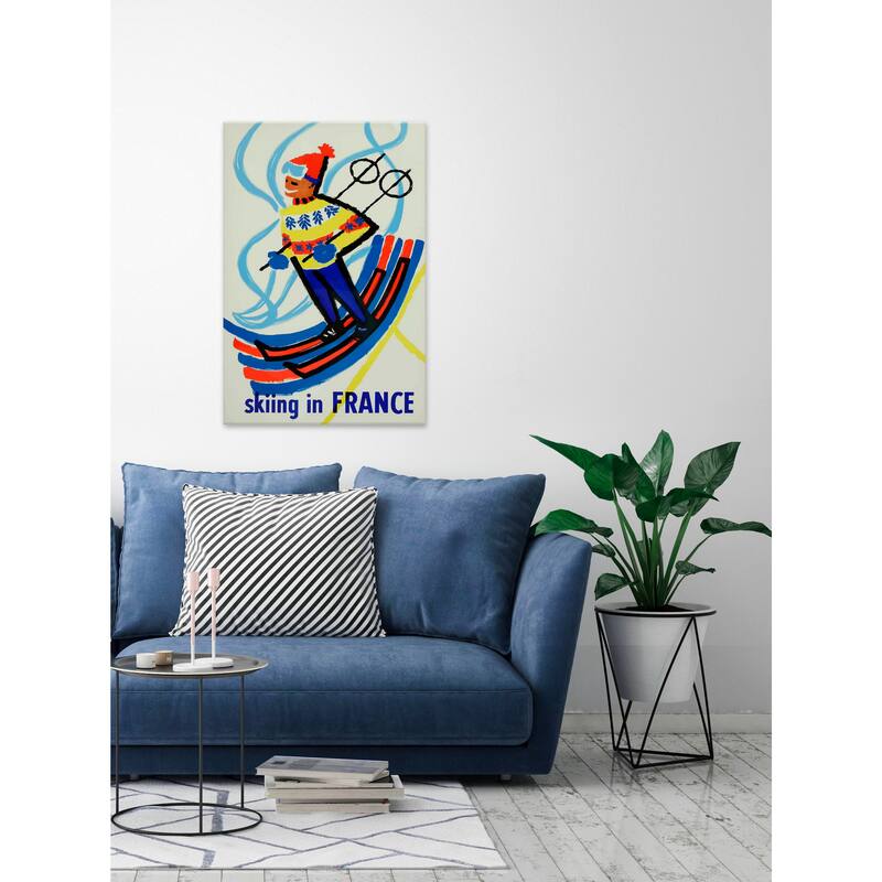 'Skiing in France' Painting Print on Wrapped Canvas