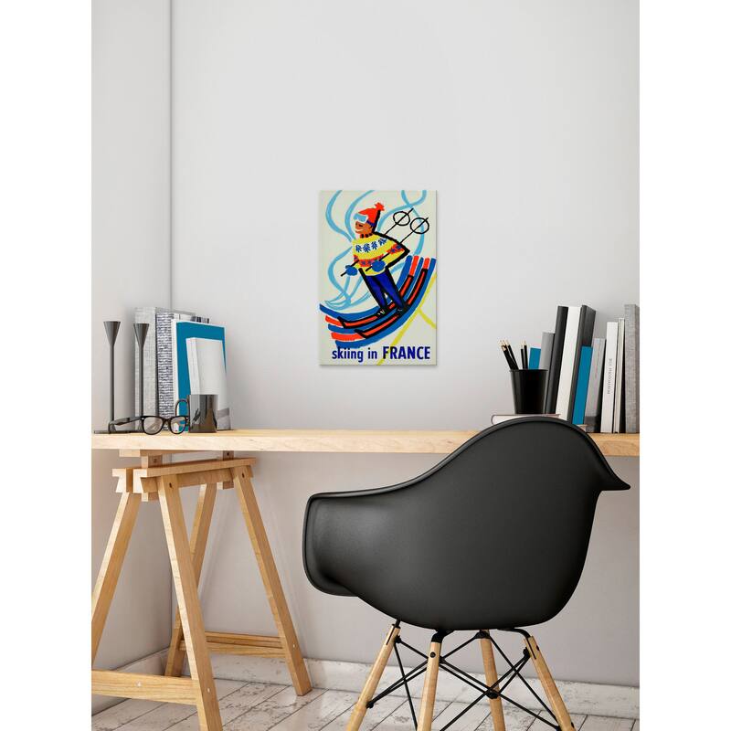 'Skiing in France' Painting Print on Wrapped Canvas