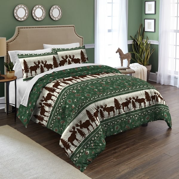 Shop Destinations Moose Fair Isle Cotton 3 Piece Comforter Set