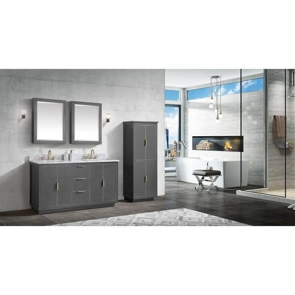 Shop Avanity 22 In Mirror Cabinet For Allie Austen In Twilight Gray With Matte Gold Or Brushed Silver Trim 22 W X 28 H Overstock 19625934 Medicine Cabinet Twilight Gray With Silver Trim