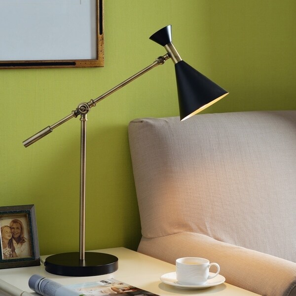 black and brass desk lamp