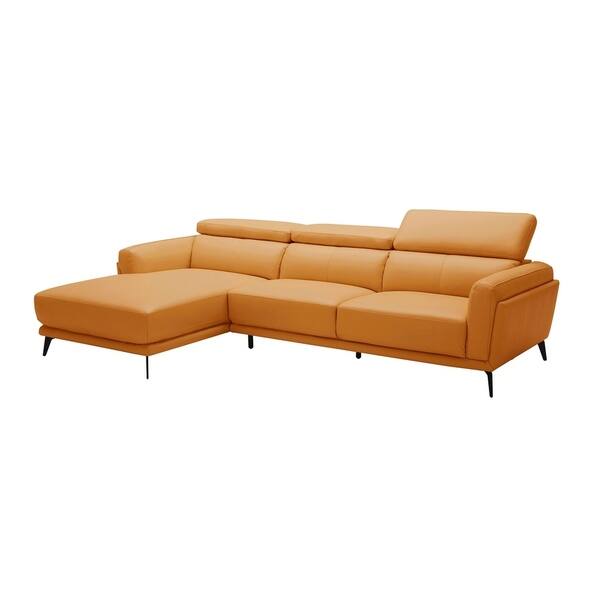 Shop Mid Century Modern Orange Leather Upholstered Sectional Sofa