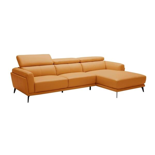 Shop Mid Century Modern Orange Leather Upholstered Sectional Sofa