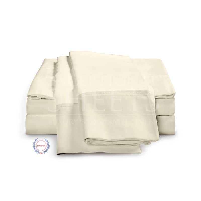 Kotter Home Long Staple 650 Thread Count Cotton Sheet Set - Ivory - 4 Piece - Full