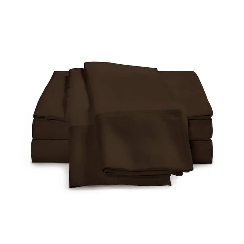 Kotter Home Long Staple 650 Thread Count Cotton Sheet Set - Chocolate - 4 Piece - Full