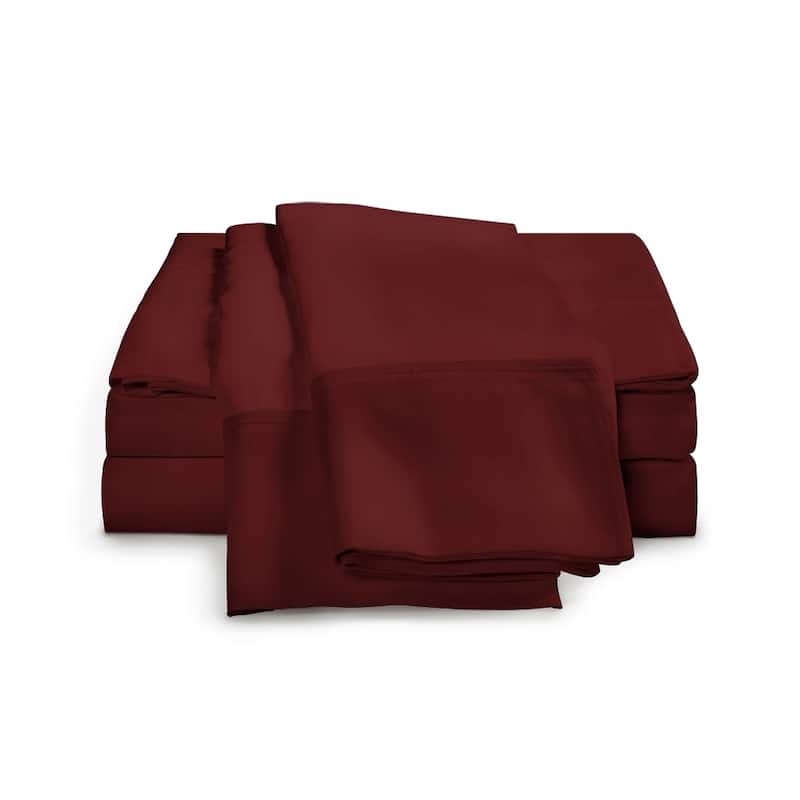 Kotter Home Long Staple 650 Thread Count Cotton Sheet Set - Burgundy - 4 Piece - Full