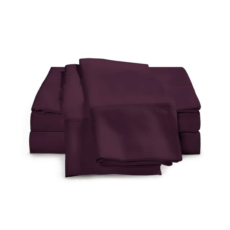 Kotter Home Long Staple 650 Thread Count Cotton Sheet Set - Plum - 4 Piece - Olympic Queen