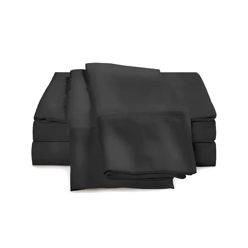 Kotter Home Long Staple 650 Thread Count Cotton Sheet Set - Black - 5 Piece - Split King