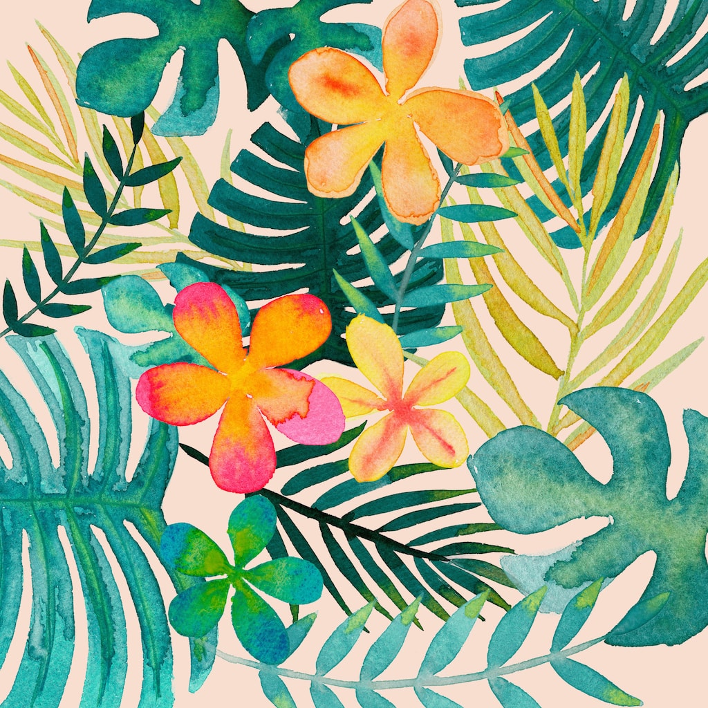 'Tropical Flora' Painting Print on Wrapped Canvas - Multi-Color