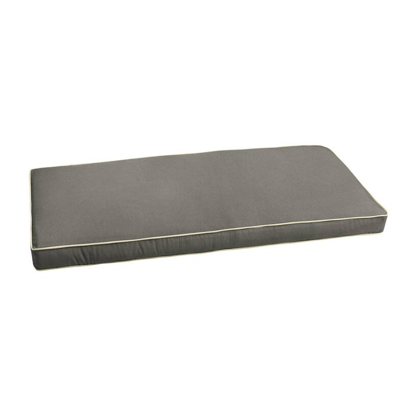 Sorra Home Valencia Solid Sunbrella Indoor/ Outdoor Corded Bench Cushion - canvas charcoal canvas canvas natural