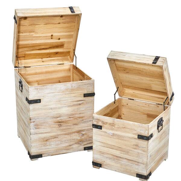 Shop Decorative White Wash Storage Boxes Trunks With Metal Detail Set Of 2 Overstock 19627791