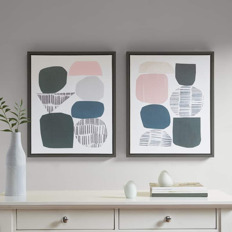 Urban Habitat Grey Rock Garden Gel Coat Framed Canvas 2-piece Set