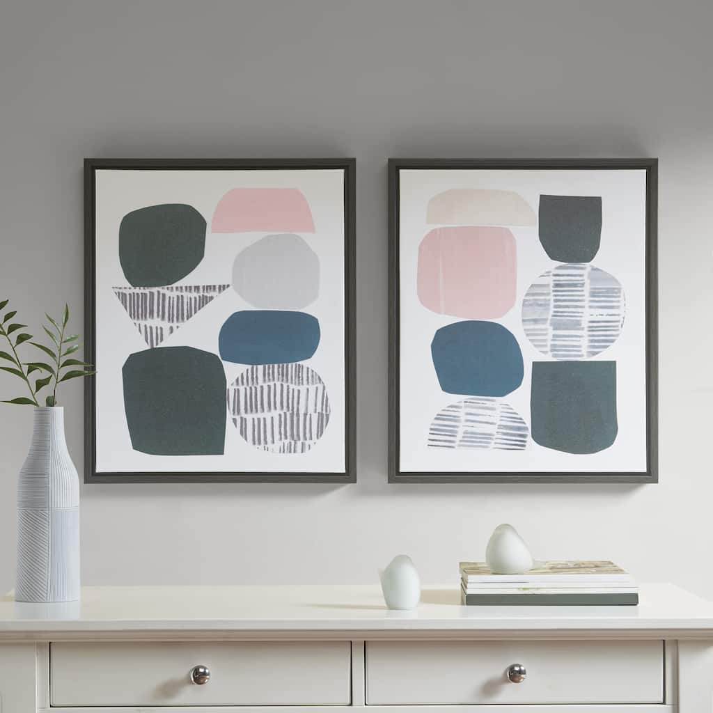 Urban Habitat Grey Rock Garden Gel Coat Framed Canvas 2-piece Set