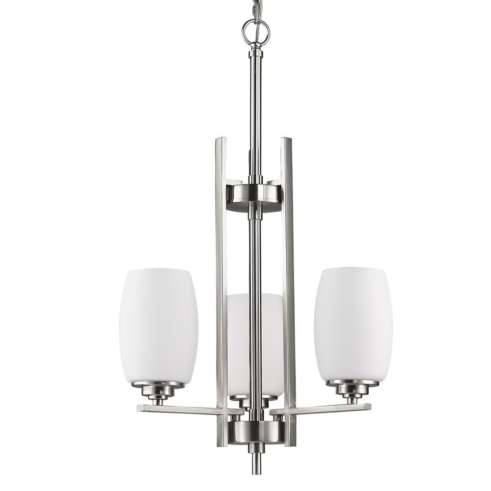 Sophia 3-light Satin Nickel Mini Chandelier w/Glass Shades (30.25 inch, 3-Light, Satin Nickel) - Chandeliers For Bedrooms by Overstock.com