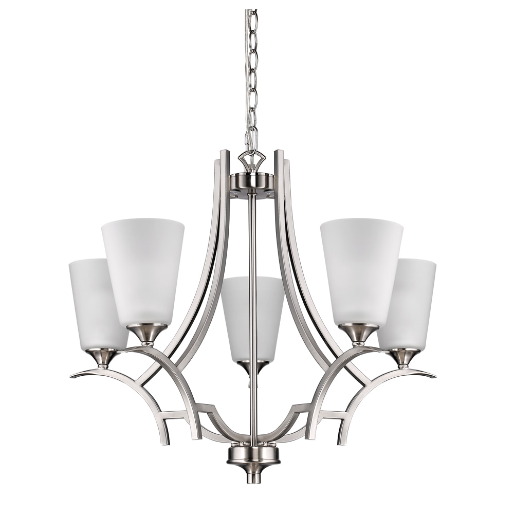Acclaim Lighting Zoey Satin Nickel Steel Indoor 5-light Chandelier with Glass Shades (21-inch, 5-Light, Satin Nickel) - Chandeliers For Bedrooms by Overstock.com