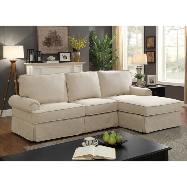 Furniture of America Rofi Transitional Linen Fabric Padded Sectional