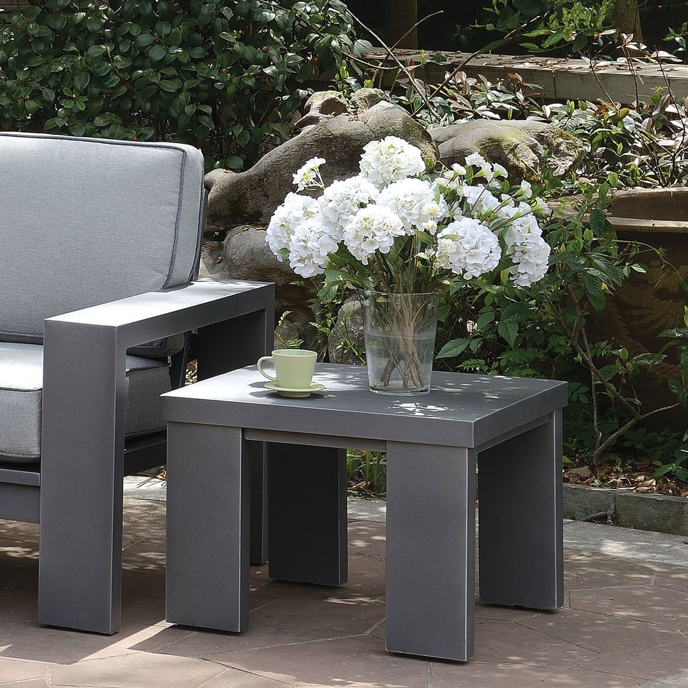 Furniture Of America Luva Modern Grey 24 Inch Aluminum Outdoor End Table
