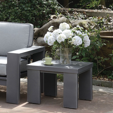 Furniture of America Luva Modern Grey 24-inch Aluminum Outdoor End Table