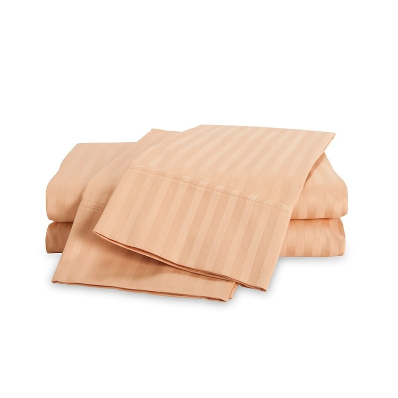Kotter Home 650 Thread Count Striped Cotton Sheet Set - Beige - Twin XL