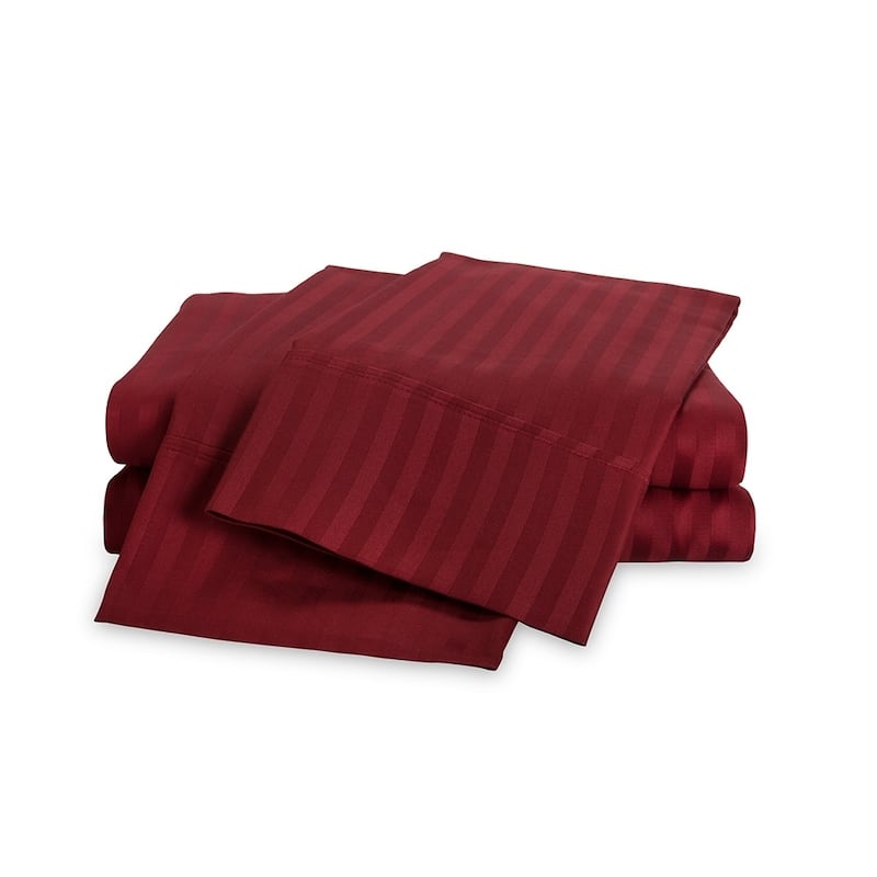Kotter Home 650 Thread Count Striped Cotton Sheet Set - Burgundy - Full