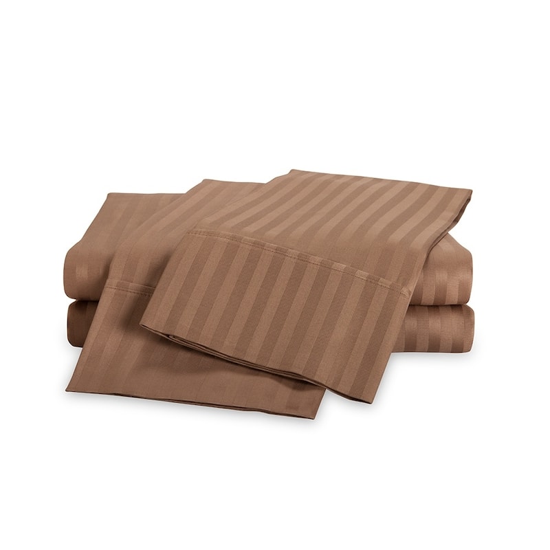 Kotter Home 650 Thread Count Striped Cotton Sheet Set - Taupe - Twin XL