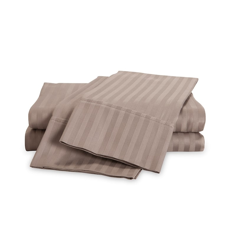 Kotter Home 650 Thread Count Striped Cotton Sheet Set - Grey - Olympic Queen