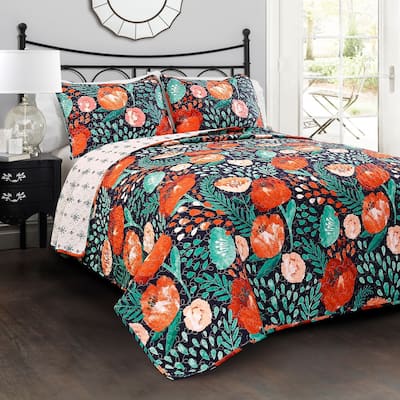 Porch & Den Egger Poppy Pattern 3-piece Quilt Set