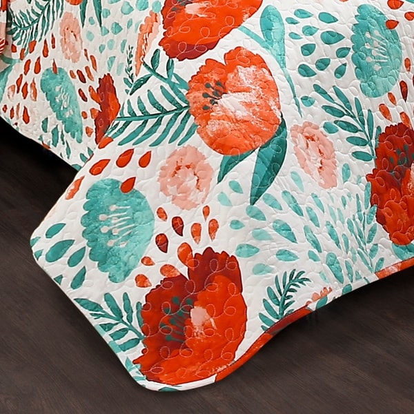 Poppy Garden Quilt Navy 3Pc Set