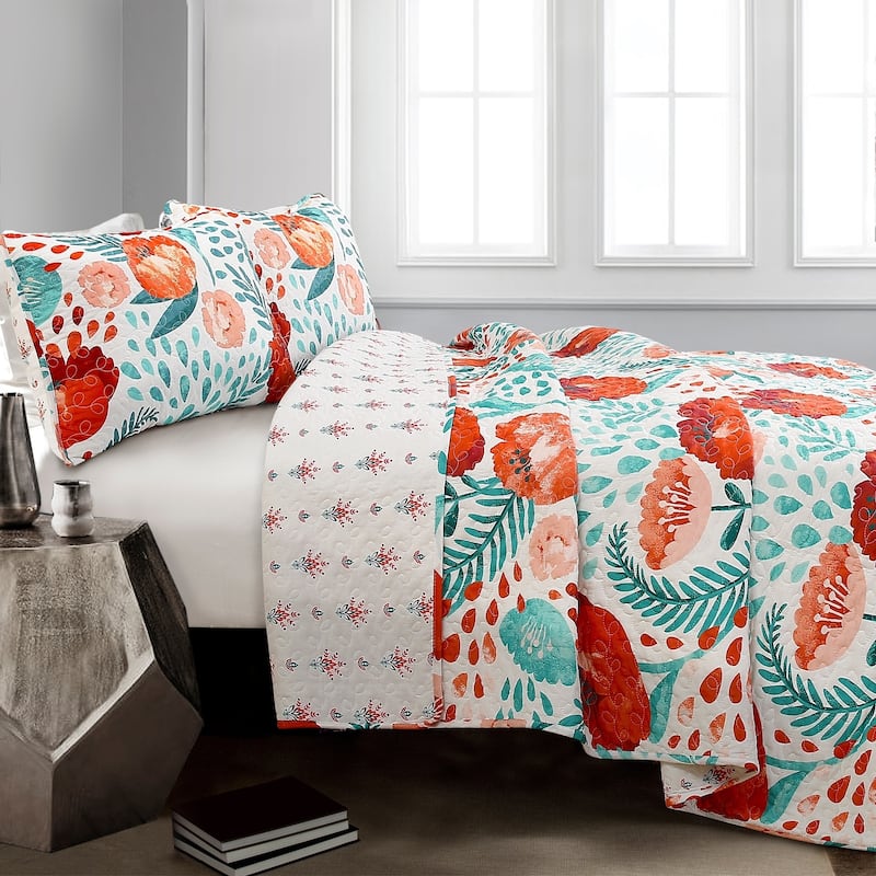 Porch & Den Egger Poppy Pattern 3-piece Quilt Set