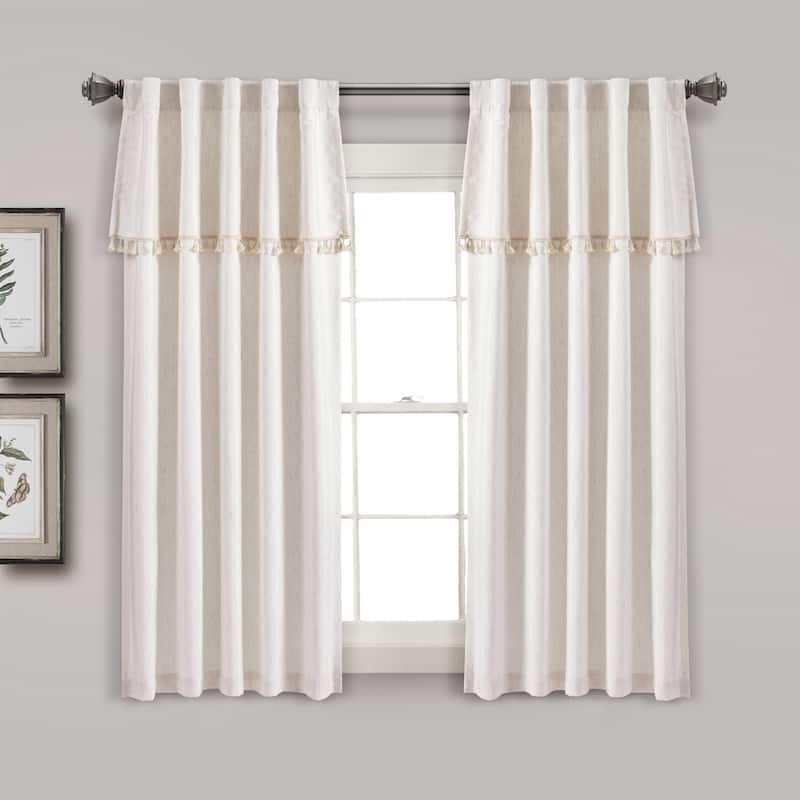 Lush Decor Ivy Tassel Window Curtain Panel Pair - 63 Inches - Neutral