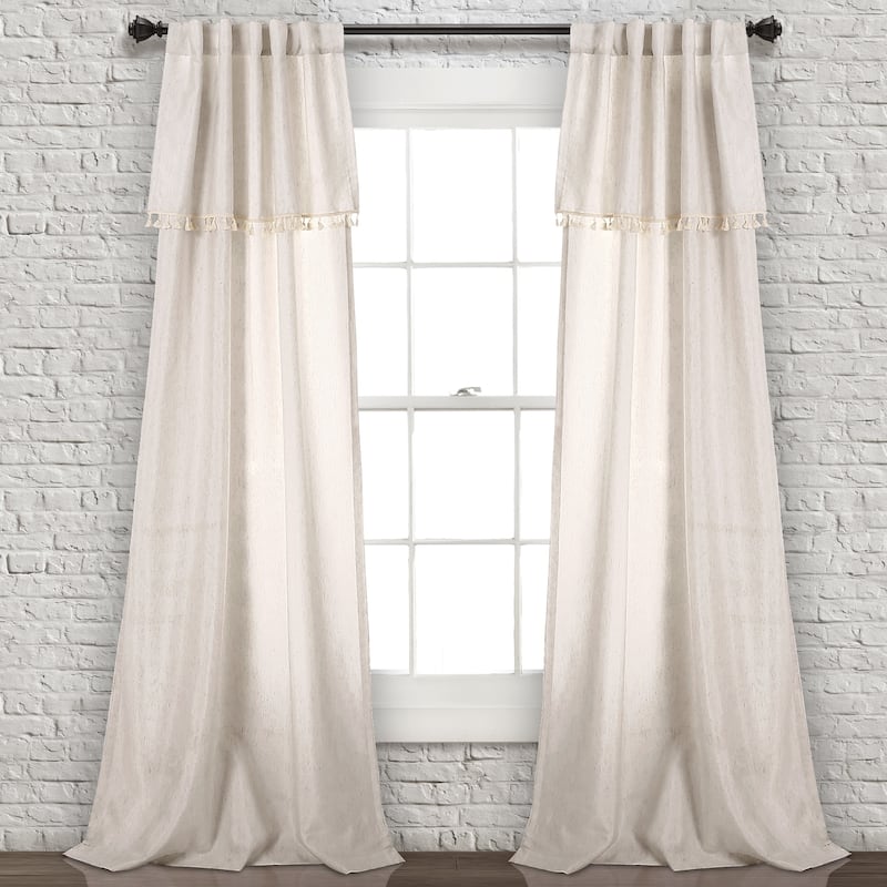 Lush Decor Ivy Tassel Window Curtain Panel Pair - 84 Inches - Natural