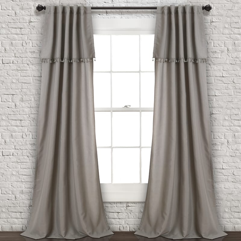 Lush Decor Ivy Tassel Window Curtain Panel Pair - 84 Inches - Grey