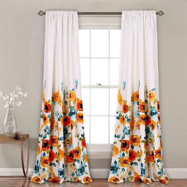 Lush Decor Percy Bloom Room Darkening Window Curtain Panel Pair - 52"W x 84"L