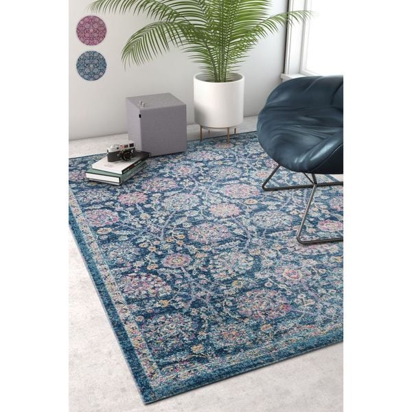 Well Woven Sayan Traditional Vintage Oriental Blue Area Rug - 7'10 x 9'10