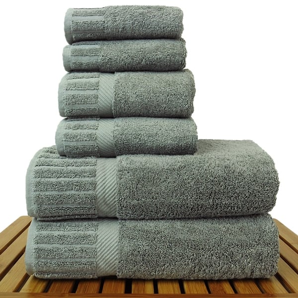 Vera Wang - Bath Towels Set, Luxury Cotton Bathroom Decor, Highly Absorbent  & Medium Weight (Sculpted Pleat Grey, 6 Piece)