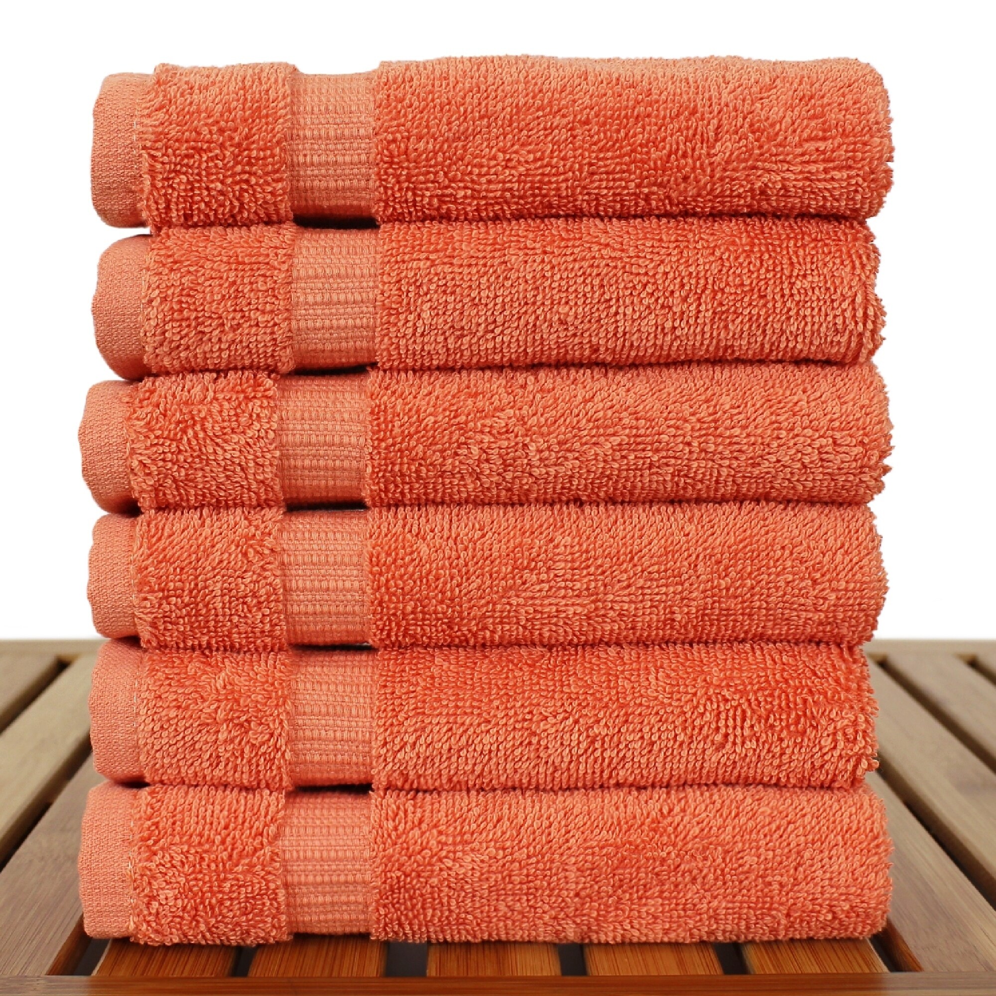 Bare Cotton 13x13-inch Washcloths (Set of 6) Coral