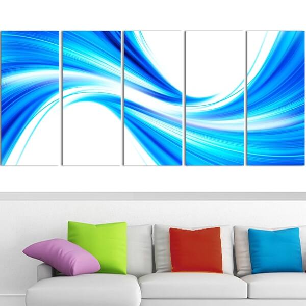 Design Art 'Peaceful Blue Flowing Through' 60 x 28inch 5panel Modern