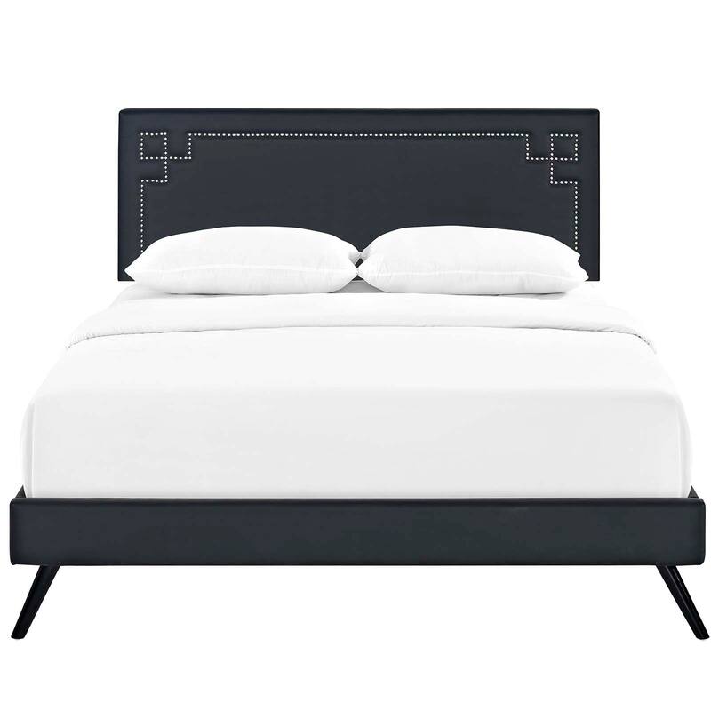 Ruthie Queen Platform Bed with Round Splayed Legs Bed Bath & Beyond