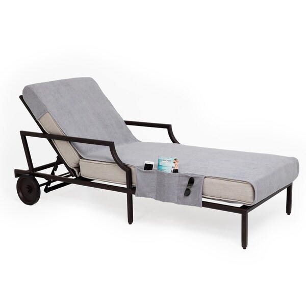 Terry cloth chaise discount lounge cover with pockets