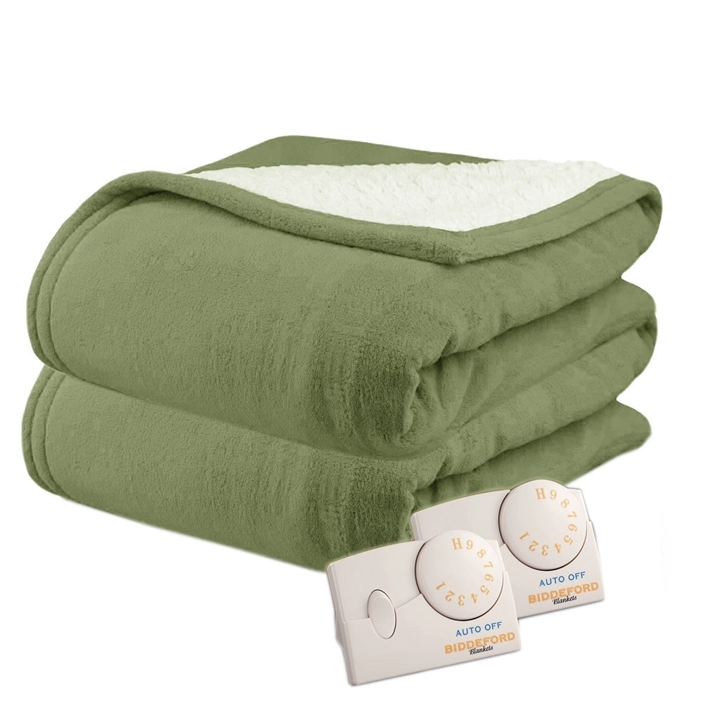 Biddeford 2063-9032138-633 MicroPlush Sherpa Electric Heated Blanket Queen  Sage Green - Bed Bath u0026 Beyond - 19667930