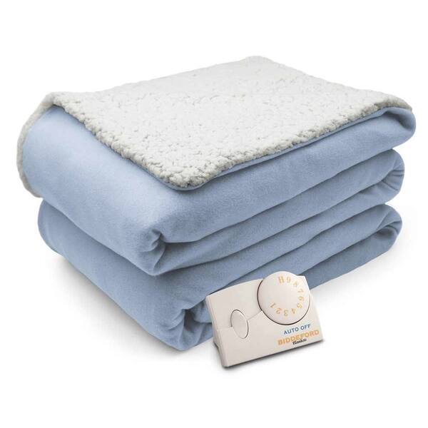 Shop Biddeford Comfort Knit Natural Sherpa Electric Heated Blanket