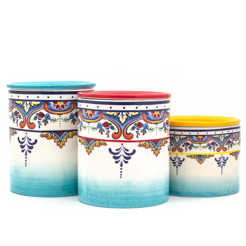 Euro Ceramica Zanzibar 3 Piece Canister Set - Assorted Sizes