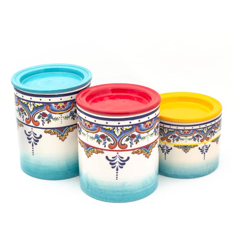 Euro Ceramica Zanzibar 3 Piece Canister Set - Assorted Sizes