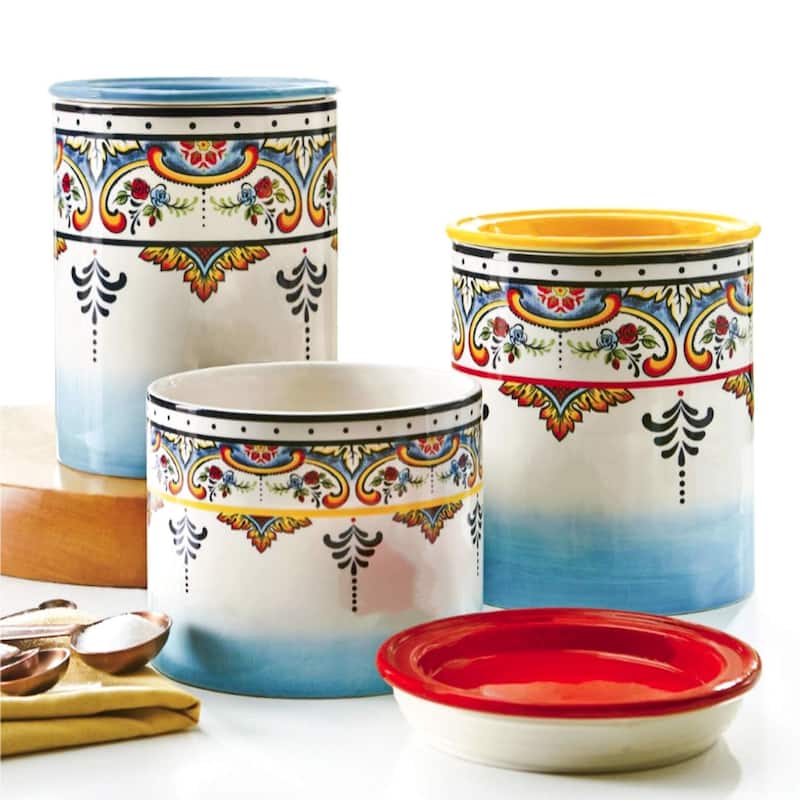 Euro Ceramica Zanzibar 3 Piece Canister Set - Assorted Sizes