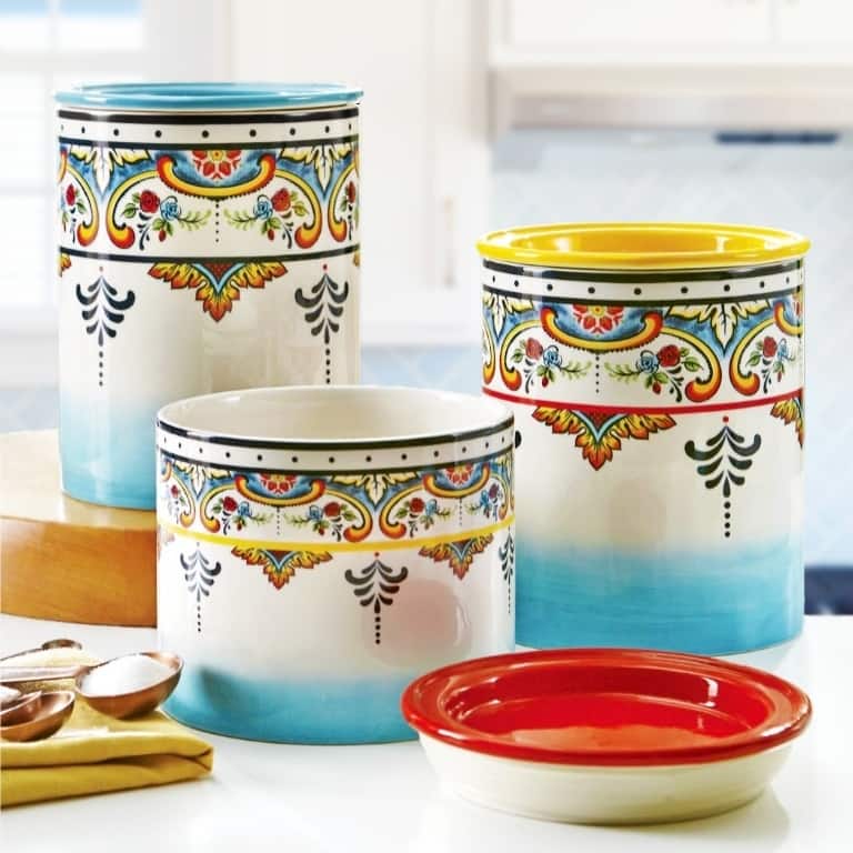 Euro Ceramica Zanzibar 3 Piece Canister Set - Assorted Sizes
