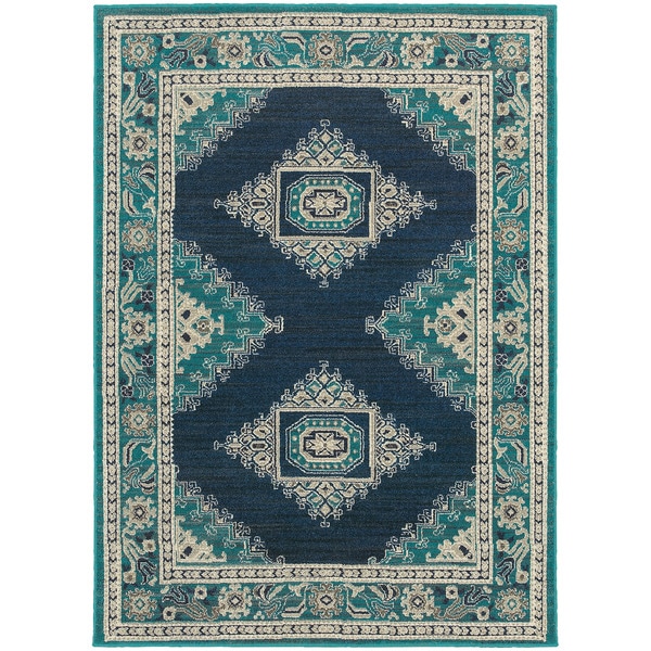 Style Haven Global Influence Persian Blue/Ivory Rug - 9'10 x 12'10